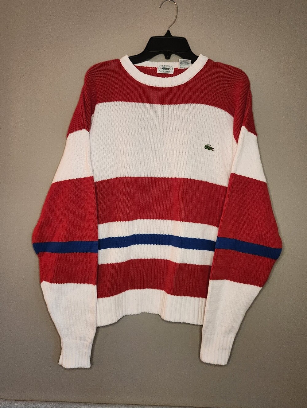 Vintage Izod Lacoste Striped Crewneck Sweater Size Medium